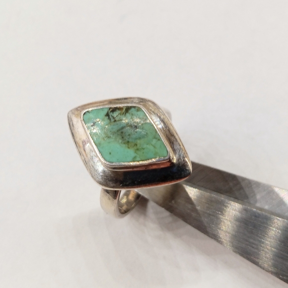 Green Turquoise Ring Sterling Silver - Picture 2 of 5